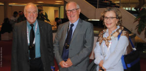 Olímpio Franco (SET); Peter Owen (IBC) e Liliana Nakonechnyj (SET) no Forum Theater do IBC no RAI Amsterdã