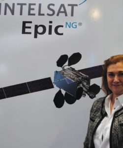 No estande da Intelsat, destaque para a plataforma EpicNG com uma eficiência de 15-30% nos sinais 4K, possível pela parceria da empresa satelital com Newtec e Casablanca, explicou Carmen González, VP de Intelsat para América Latina e o Caribe. Ainda foi anunciado que o satélite Galaxy 13 da companhia hospedará os canais de distribuição HD e 4K UHD da NASA TV na América do Norte