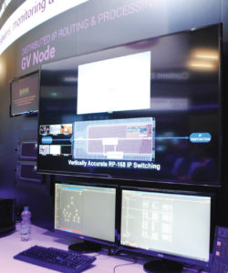 O GV Node Real-Time IP Processing e Edge Routing Platform v 1.1 incluí matriz de áudio e vídeo híbrida de 2304 x 2304, MADI embed/de-embed suportando áudio SMPTE 2022-7
