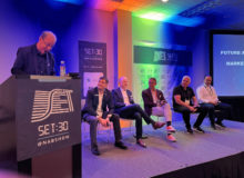 SET30 (2023) NEGÓCIOS E TENDÊNCIAS – Fernando Bittencourt, Ex-presidente da SET, Serge Van Herck, Chief Executive Officer, EVS, David Ross, Chief Executive Officer, Ross, Arne Berven, Chief Executive Officer, Wolftech, Conrad Clemson, CEO, EditShare e João Neto, CEO, Voiceinteraction